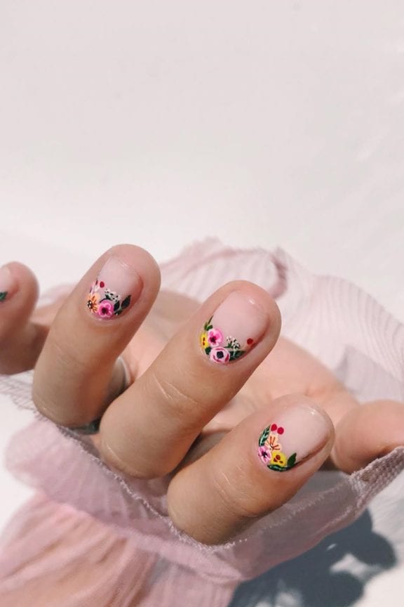 Wedding trends Floral nail art bridal manicure