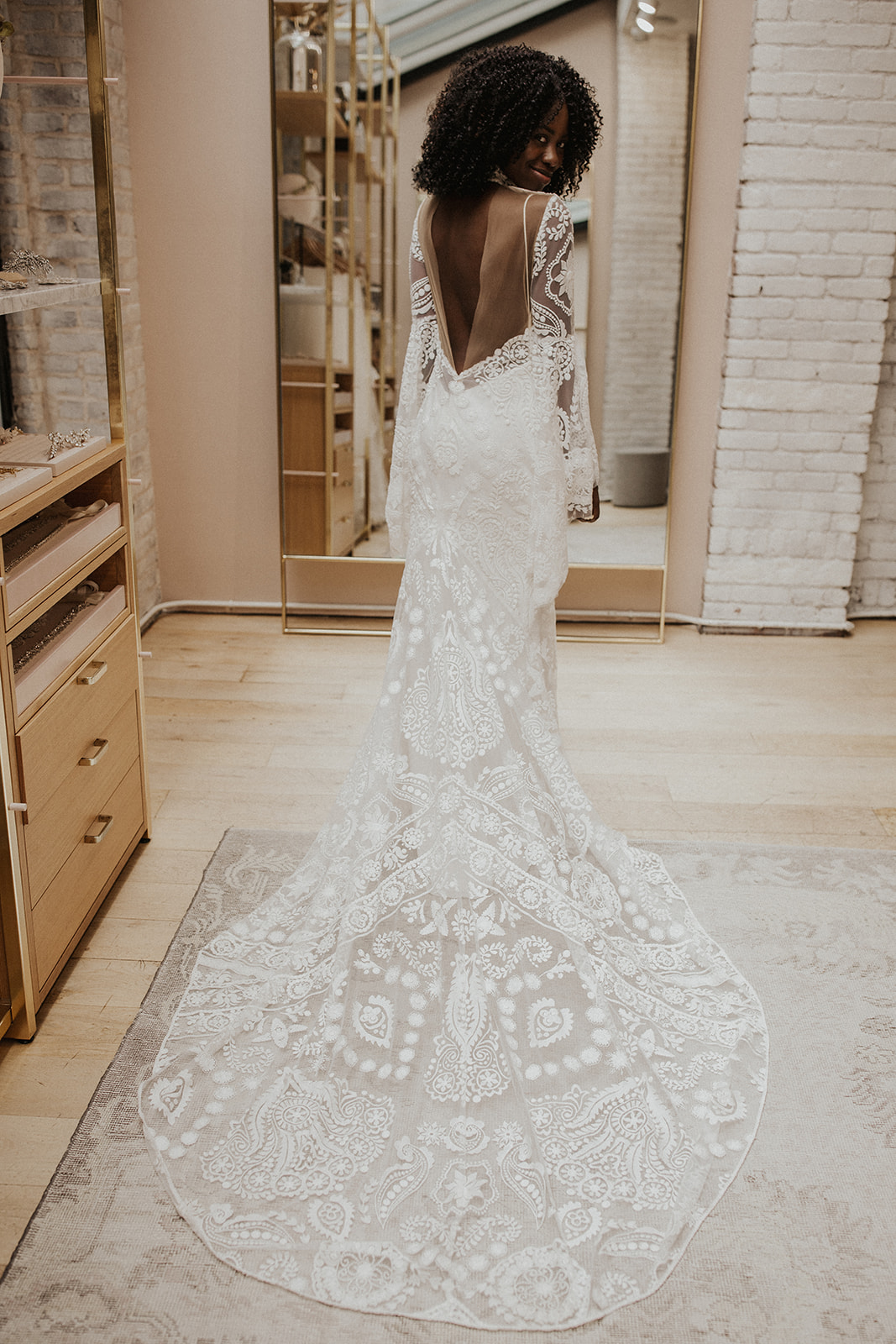 Rue De Seine Lace Long Sleeve Little Rock Wedding Dress Lovely Bride