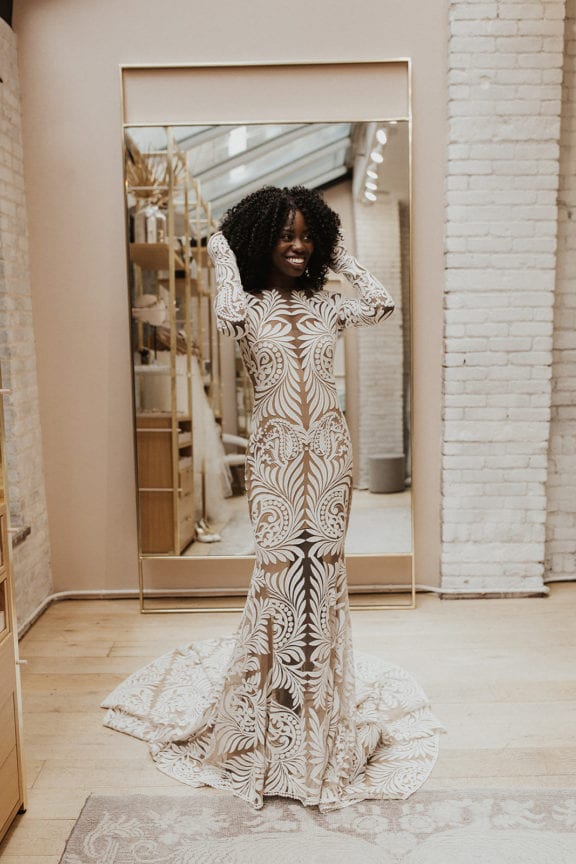 Rue de Seine Reno long sleeve wedding dress