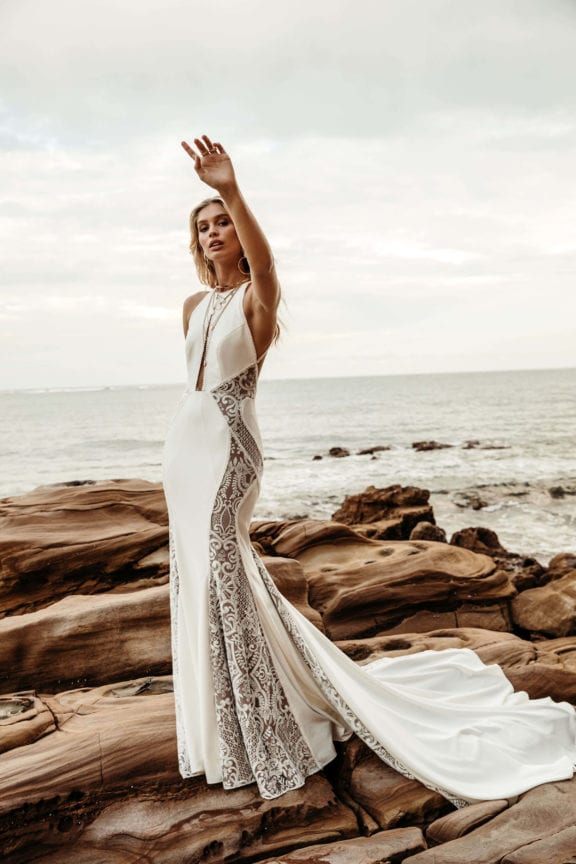lovers society beckett halter neck illusion back wedding dress