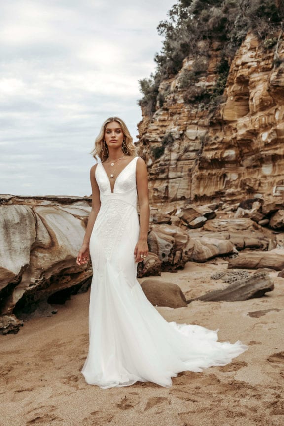 lovers society bodie deep v neckline boho wedding dress