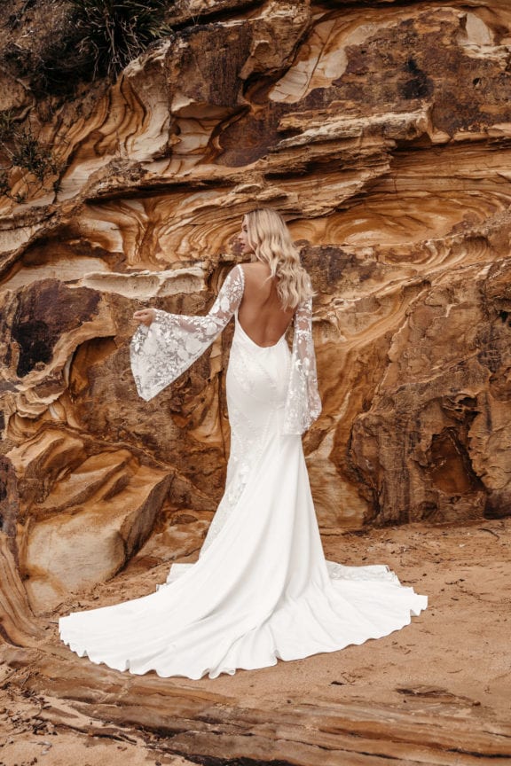 lovers society milo boho lace wedding dress with sleeves
