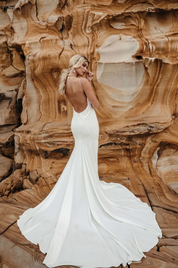 lovers society niko low back lace and crepe wedding dress