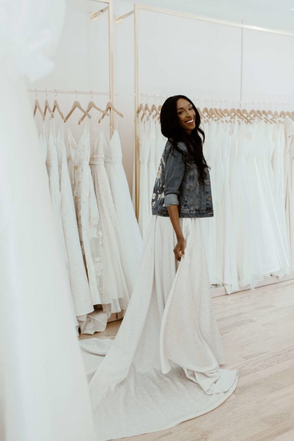 try on lovely bride dallas denim jacket 1